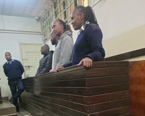 File image of Gladys Kahaki Njubi and Griffin Nyakang'o Omwenga in court.